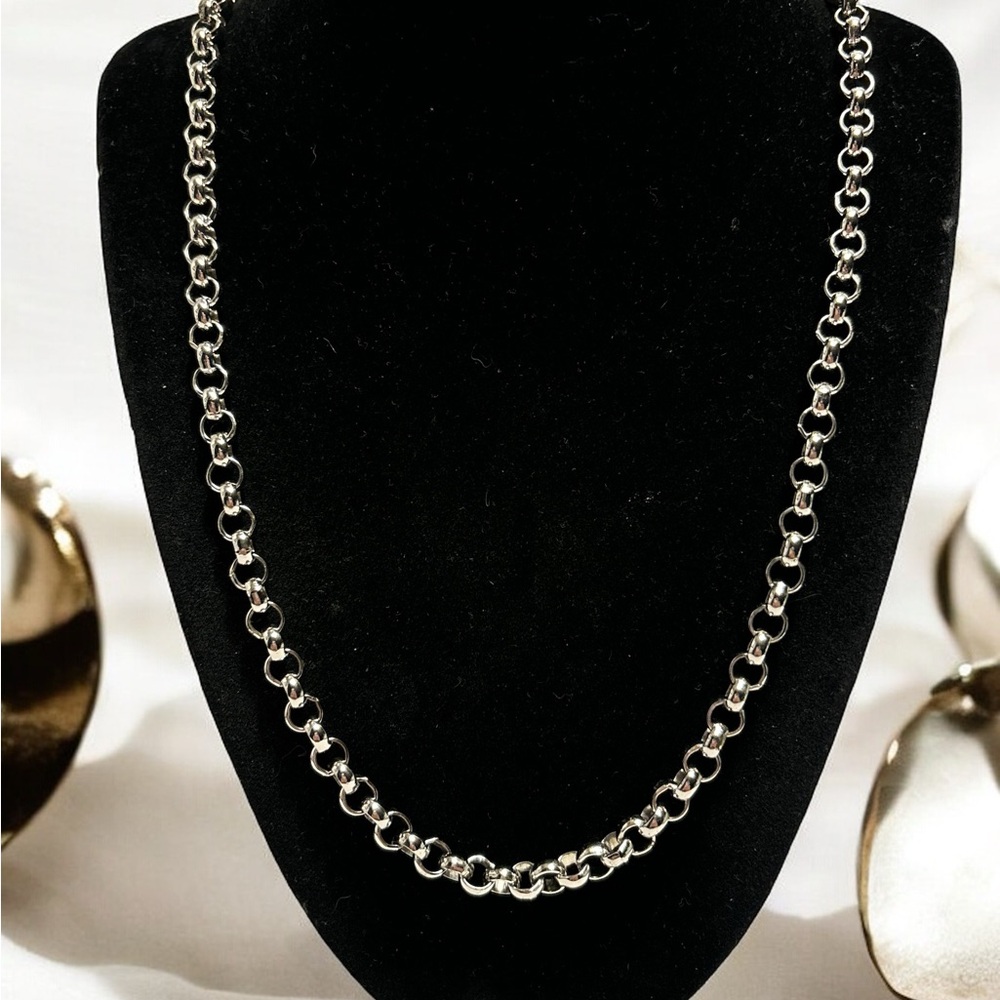 Whiting & Davis Silver Tone Linked Chain Necklace… - image 1